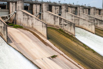View of dam against blue sky