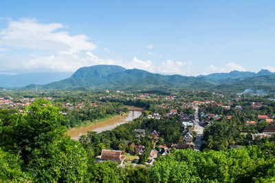 Luang prabang seen from the top of phousi hill, laos