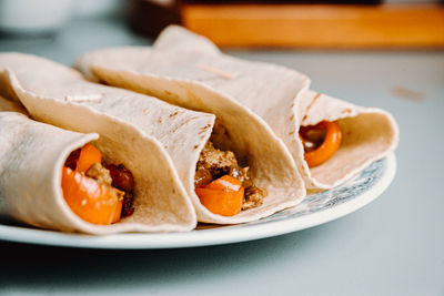 Close-up of food served in plate