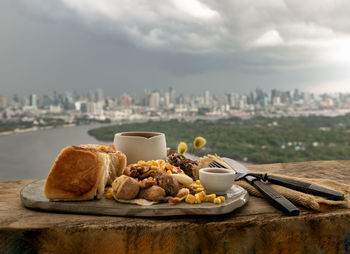 Close-up of food on table