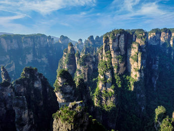 Panoramic view of rocky mountains against sky