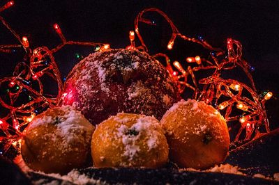 Close-up of illuminated christmas tree