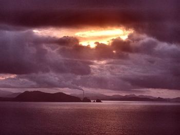 Scenic view of sea against cloudy sky