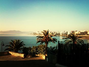 Scenic view of sea against clear sky