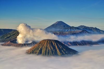 Panoramic view of volcanic mountain