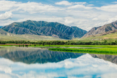 Reflection of clouds in lake