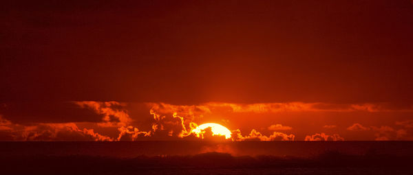 Scenic view of sea against sky at sunset