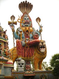 Low angle view of statue in temple