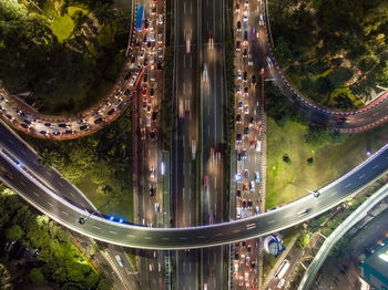 High angle view of traffic on road in city