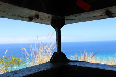 Scenic view of sea against blue sky