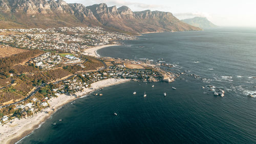 High angle view of sea against sky