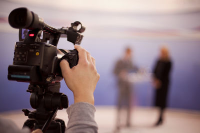 Midsection of man photographing