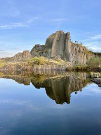 Scenic view of lake against sky