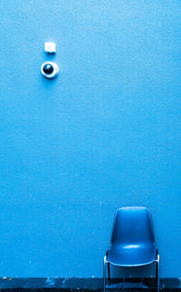 View of blue light against wall