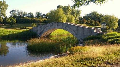 Bridge over river against sky