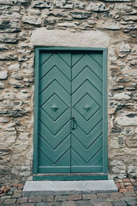 Closed door of building