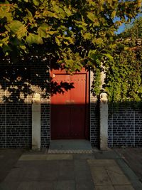 Closed door of building