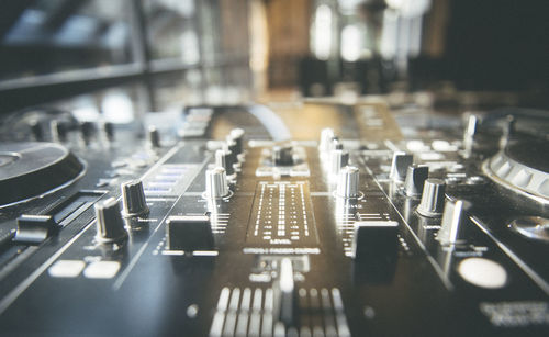 Close-up of sound recording equipment