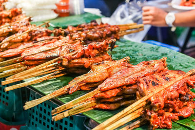 Close-up of seafood on table at market