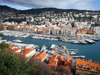 Above view of yacht club in nice, france.