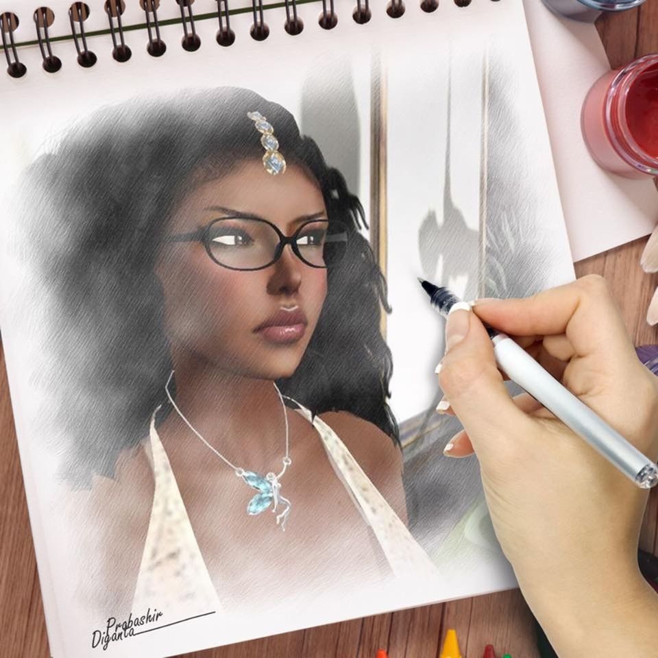 PORTRAIT OF YOUNG WOMAN WITH EYEGLASSES