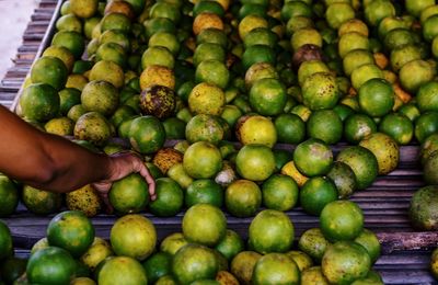 Full frame shot of green fruits for sale in market