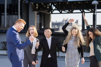 Business colleagues standing in city