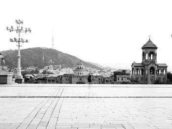 View of town against clear sky