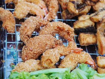 Close-up of served food in tray