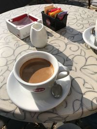 High angle view of breakfast on table