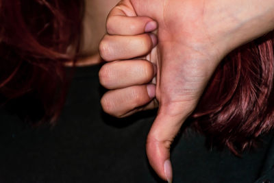 Midsection of woman with hands
