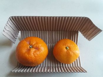 High angle view of orange on table