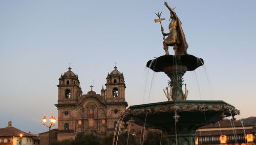 Low angle view of statue against clear sky