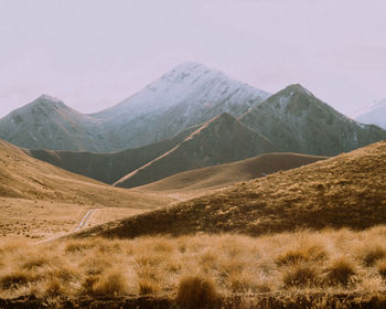 Scenic view of mountains against clear sky