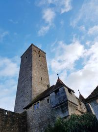 Low angle view of tower against sky