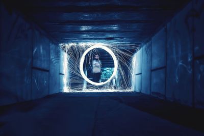 Interior of illuminated tunnel