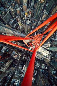 High angle view of illuminated cityscape