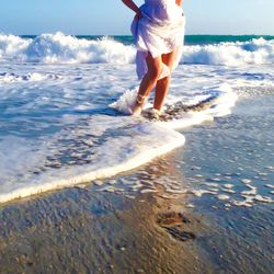 Waves splashing on shore