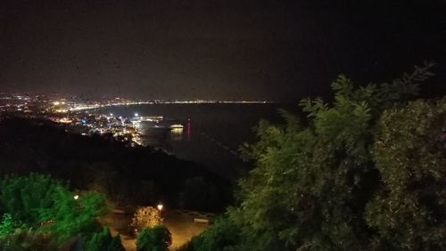 View of illuminated cityscape at night