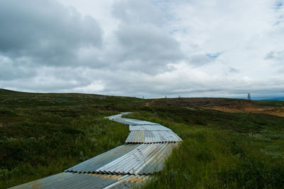 Scenic view of land against sky
