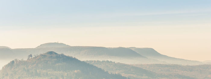 Scenic view of mountains against clear sky