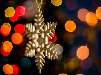 Defocused image of illuminated christmas tree