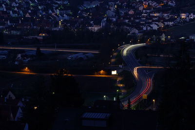 Car light trails in the night of citiyscape