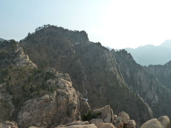 Scenic view of mountains against clear sky