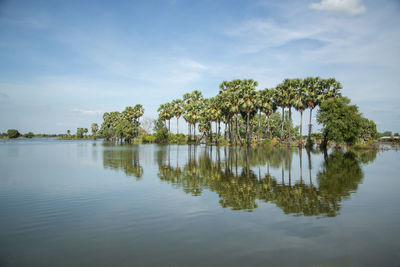 Scenic view of lake against sky