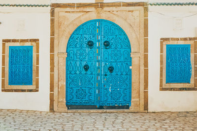 Closed door of building