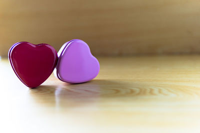 Close-up of heart shape on table