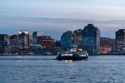 Ferry crossing the halifax harbour at night