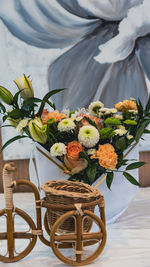 Close-up of flower pot on table