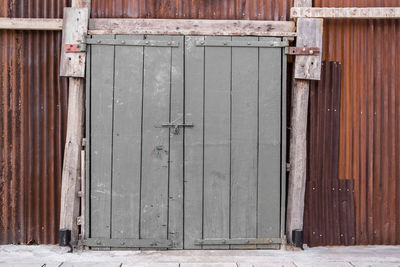 Closed door of old building